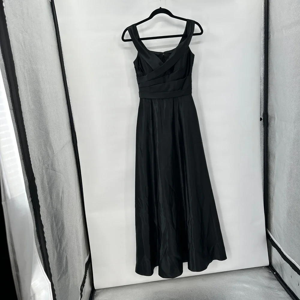 bill levkoff black dress Bill Levkoff black half strapless chiffon midi dress rhinestones sz 8 gown forma